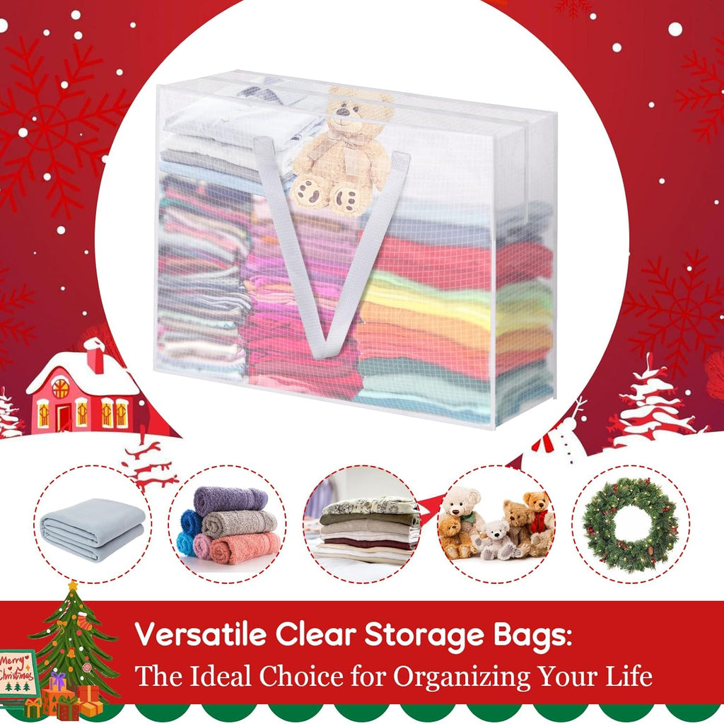 Skiennix 6PCS Christmas Wreath Storage Containers - 25" Clear Bags with Zippers & Handles for Holiday Decor
