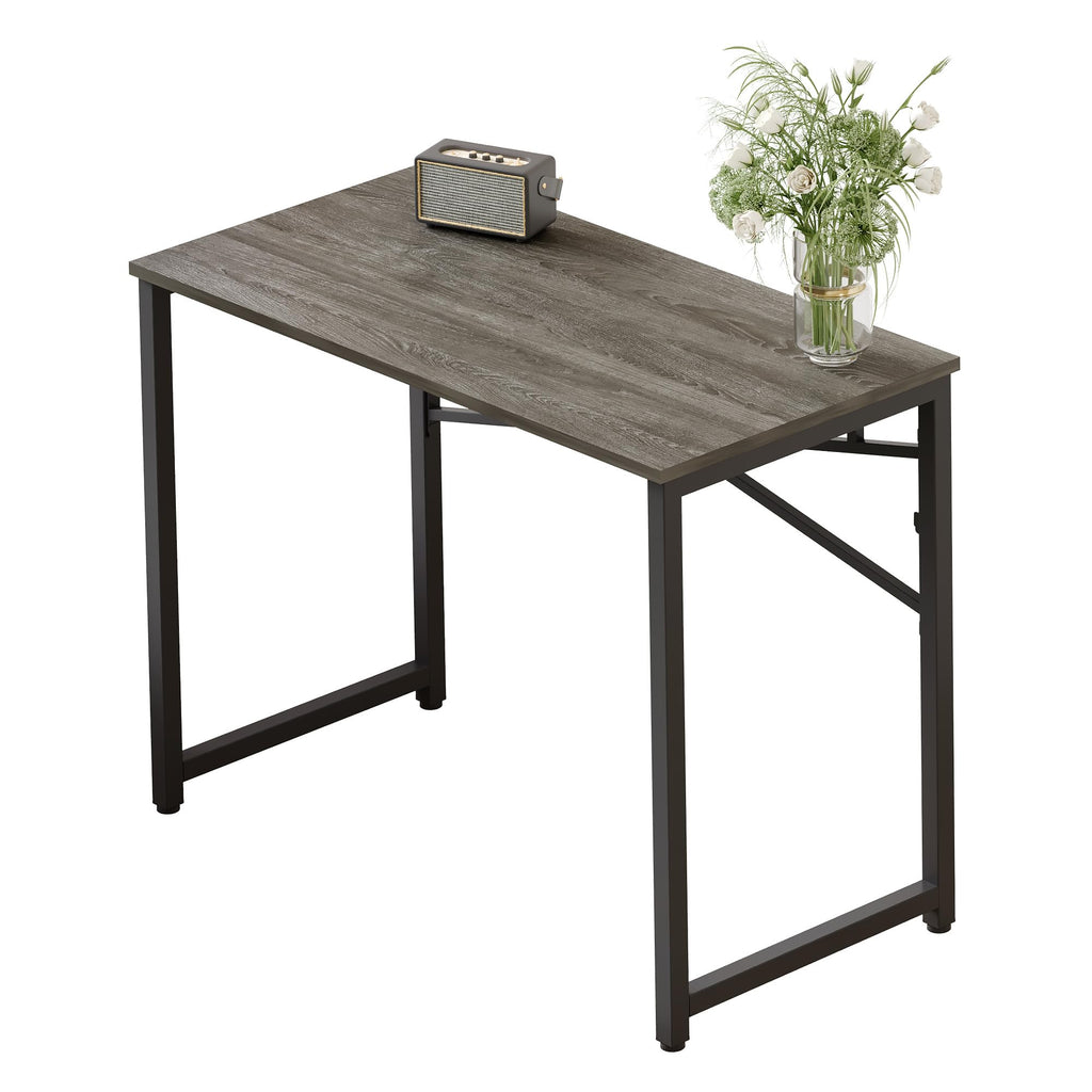 EMODA 40 inch Folding Desk No Assembly Required Home Office Desk Study Writing Gaming Computer Table, Black Oak