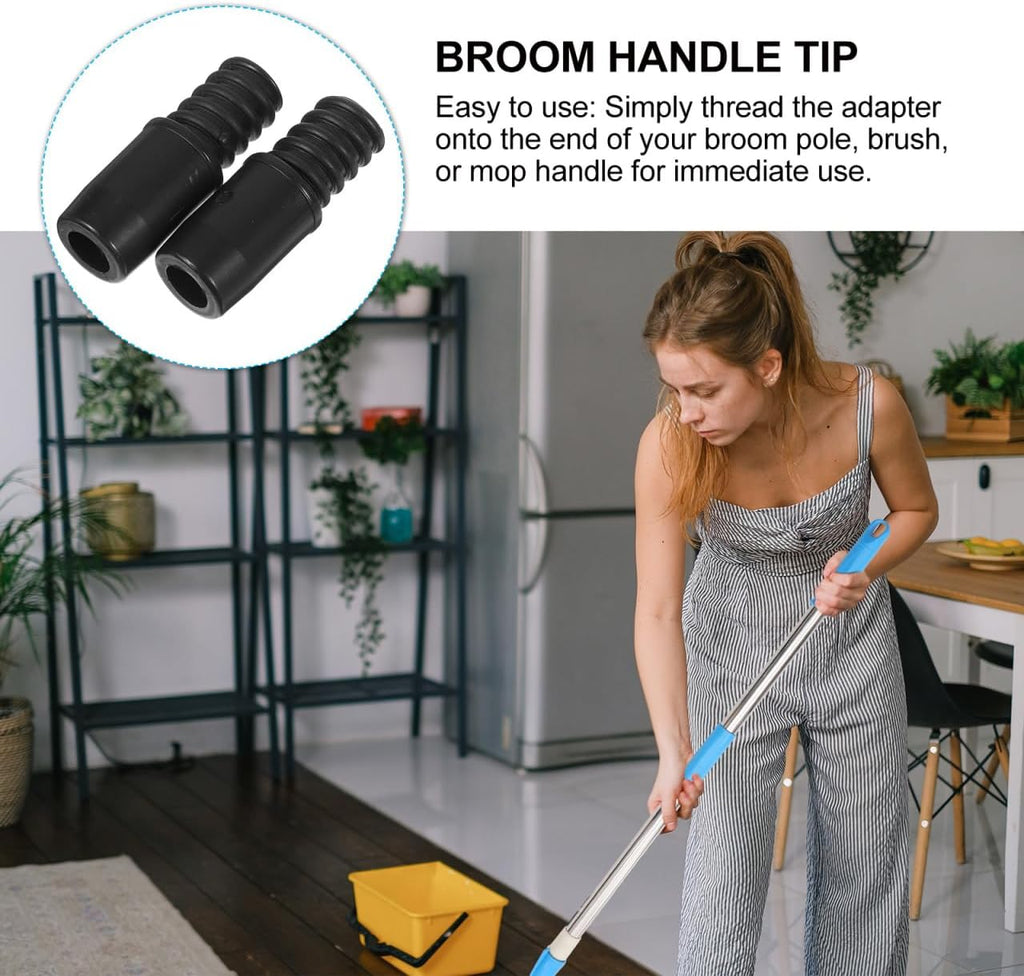 Uonlytech Threaded Broom Handle End Adapter - 2.16" x 0.78" Replacement Tips for Floor Cleaning | 2-Pack