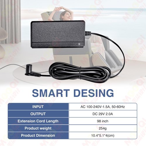 Recliner Chair Power Adapter with Extension L Shape Cable Cord for Lift Chair, Recliner Sofa, Recliner Couch, 29V Power Supply Compatible with Most Makes & Models FS2900-2000 ZB-H290020A-C ZBPOWER ﻿