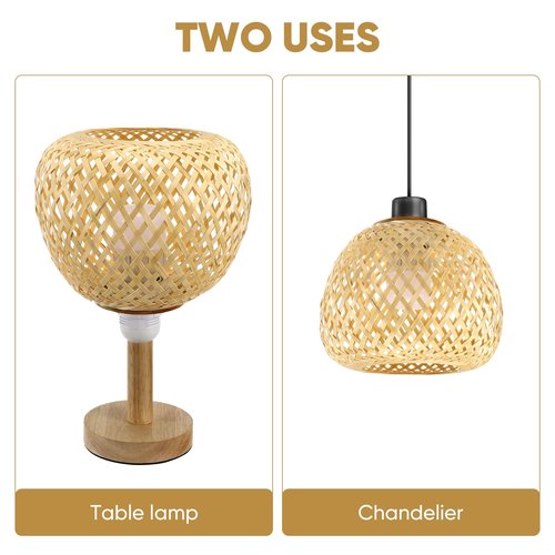 GANAZONO Woven Bamboo Lamp Shade 7.67X7.67X6.10In Rustic Pendant Light Cover Hanging Ceiling Light Lampshade for Home Decor Eye Protection Easy Installation