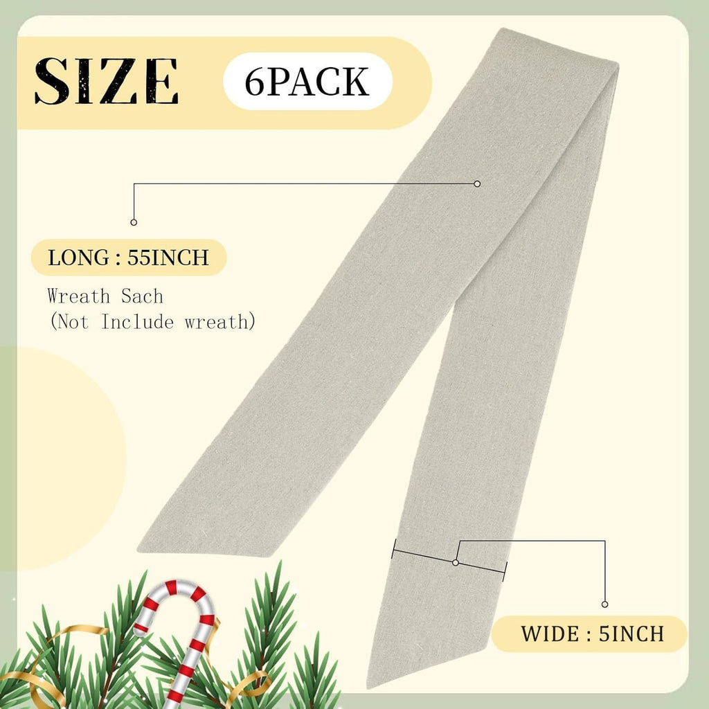 Regine Switzerland 6 Pcs Easter Wreath Sash - Beige Plain 5" W X 55" L for Front Door Decoration