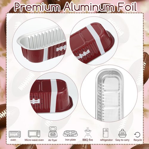 PAJIXANTHIC 100Pcs Mini Loaf Pans with Lids,6.8oz Rectangular Aluminum Foil Baking Pans Disposable Mini Cake Pans,Football