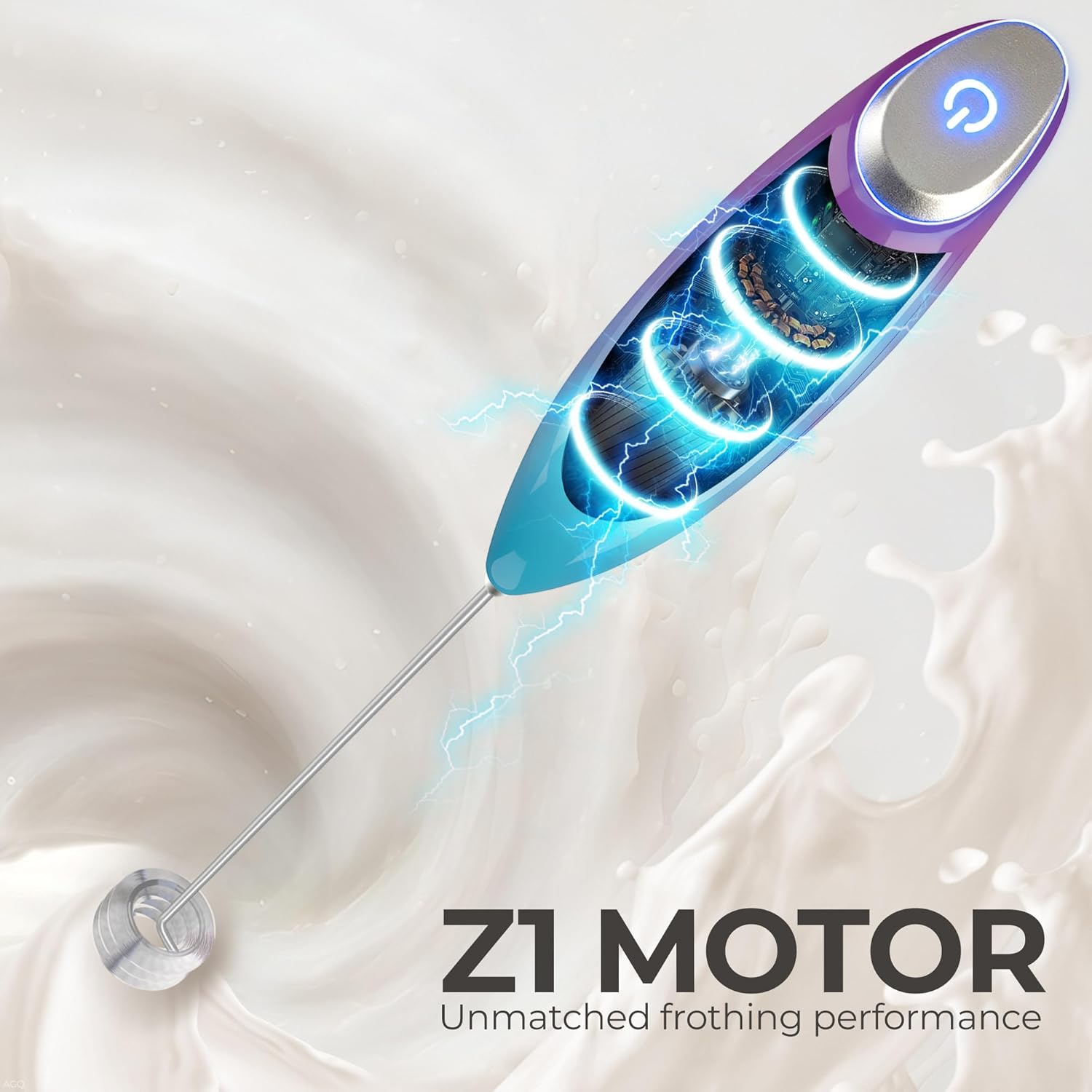Zulay Kitchen Tornado Triple Whisk Milk Frother - Handheld Foam Maker for Coffee & Lattes | Includes 4 Duracell Batteries