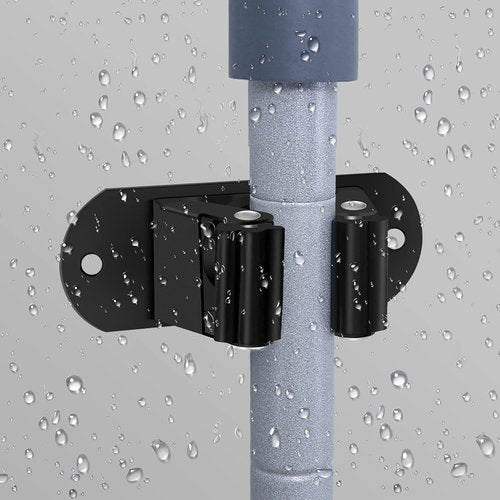 HYRIXDIRECT Heavy-Duty Stainless Steel Mop and Broom Holder - Wall-Mounted Organizer for Home & Garage (Black)