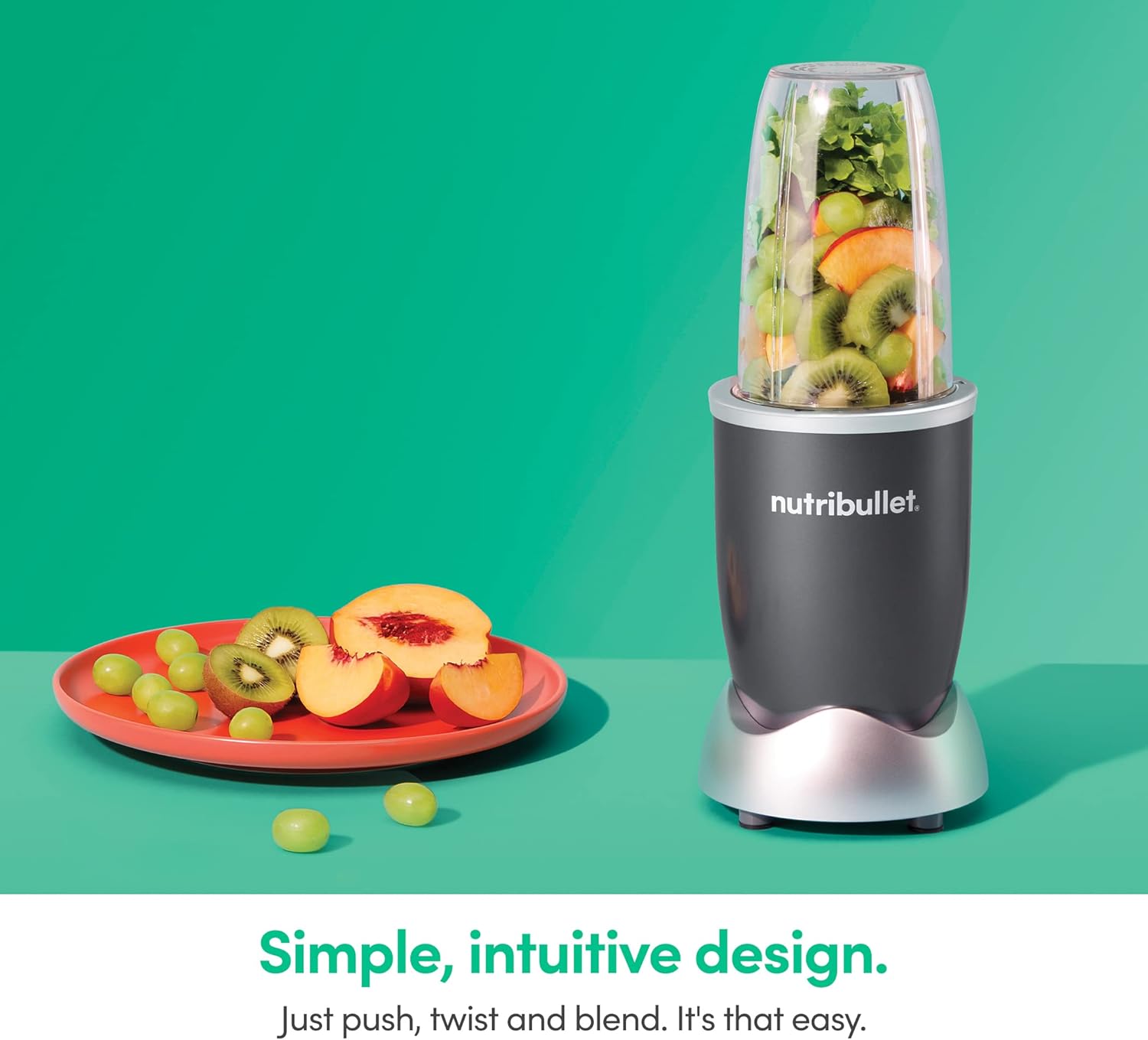 Nutribullet Personal Blender - 600 Watt Power for Smoothies & Shakes | 24 Ounce Capacity, Gray