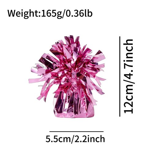 Moretreat Balloon weights, 12 pieces, aluminum foil, suitable for birthday parties, gatherings, weddings, dinners and other occasions, weight 0.36lb (Pink)