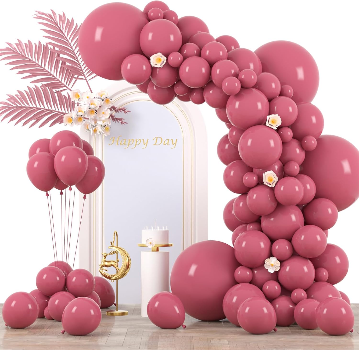 Voircoloria Hot Pink Balloon Garland Kit - 130pcs Latex Balloons in Various Sizes for Parties & Events