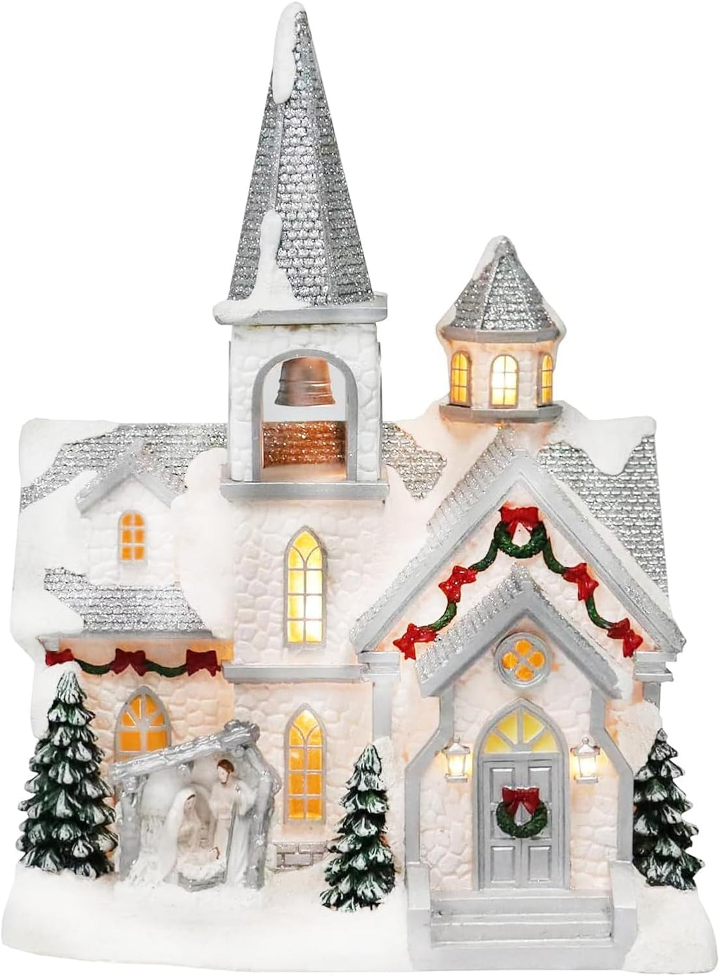 Moments In Time Lighted Musical Church - 11.7” Hand-Painted Christmas Village House | LED Décor Gift