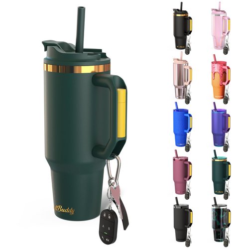 Frost Buddy Thicc Buddy - 40 oz Stainless Steel Vacuum Insulated Tumbler with Lid and Straw for Water - Travel Mug Cupholder Friendly - Gifts for Women Men Him Her (Emerald Elegance)