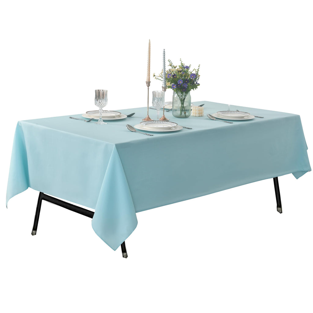 ZarzaaSik 6-Pack Round 90-inch Dusty Blue Table Cloths, Solid Stain and Wrinkle Resistant Circular Tablecloth, Premium Plain Weave Polyester Fabric Table Linen Covers for Hotel, Banquet