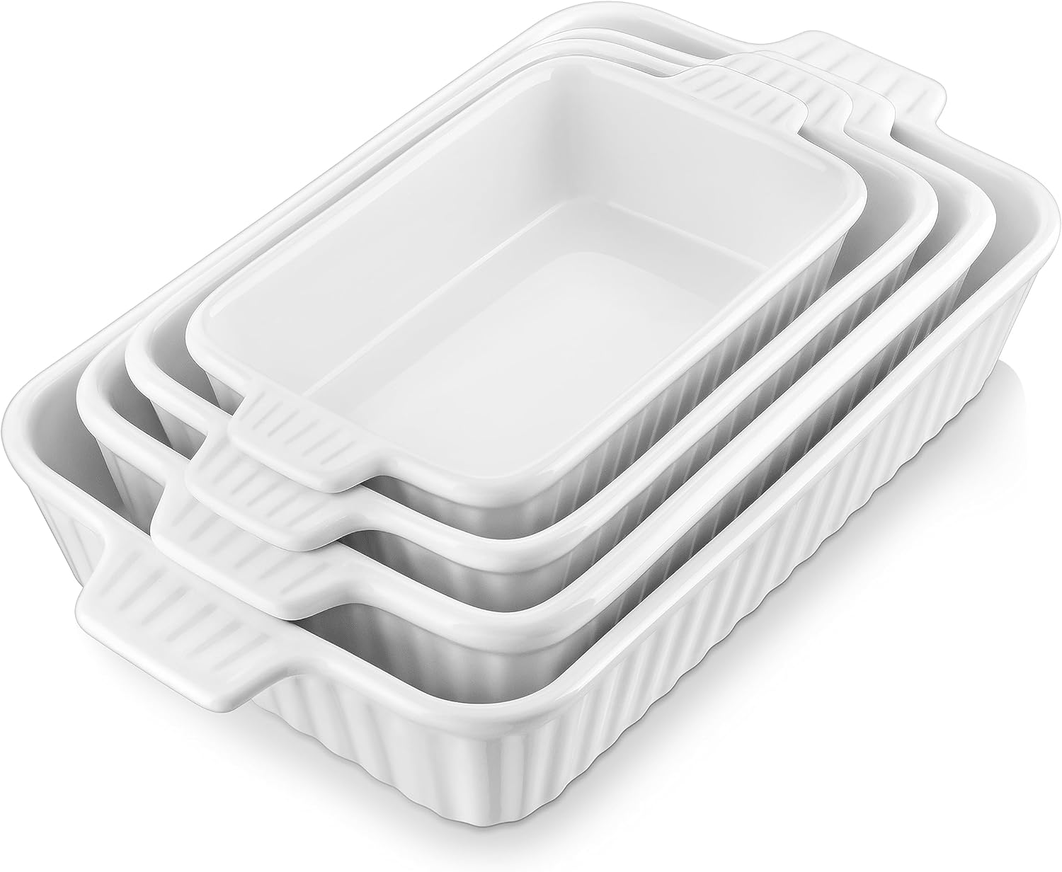 MALACASA Porcelain Casserole Dish Set - Versatile Bakeware Set of 5 (9.5" to 15.6") | Oven Safe
