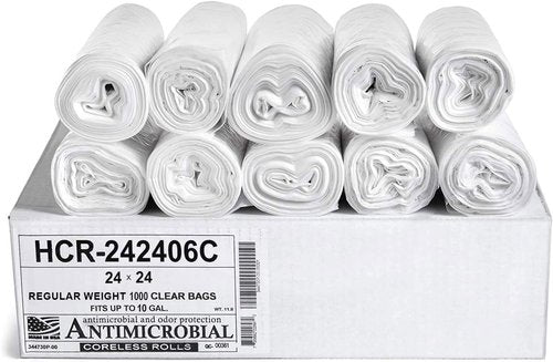Aluf Plastics High Density Trash Bags - 10 Gallon, 1000 Count, 6 Micron, Clear | Ideal for Office & Industrial Use
