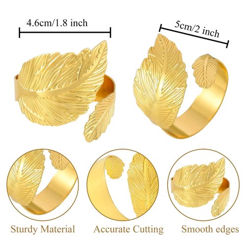 FCDECOR Set of 100 Leaf Napkin Rings Metal Gold Napkin Ring, Napkin Rings Bulk Dinner Banquet Serviette Decor, Dinning Table Setting for Thanksgiving Christmas Halloween Holiday Wedding Party