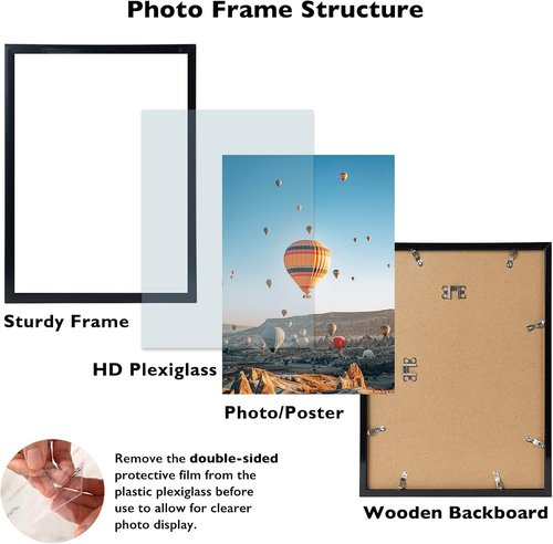 JCJMY 15x18 Picture Frame - Black Wall Gallery Frame for Horizontal & Vertical Photos