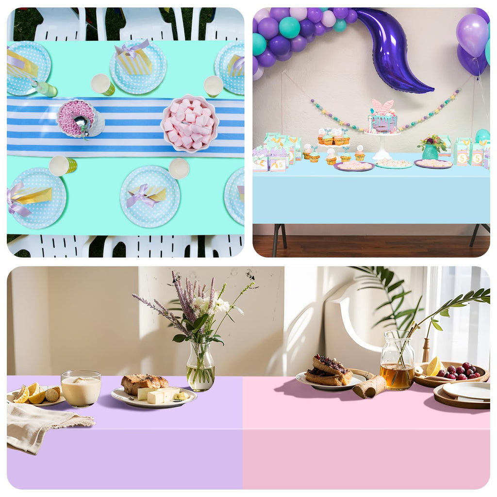 mwellewm 6 Pcs Easter Tablecloth Party Decorations Pastel Table Cloths Plastic 54x72 Inch Rainbow Tablecloth Disposable Rectangle Table Cover for Birthday Baby Shower Wedding Princess Ice Cream