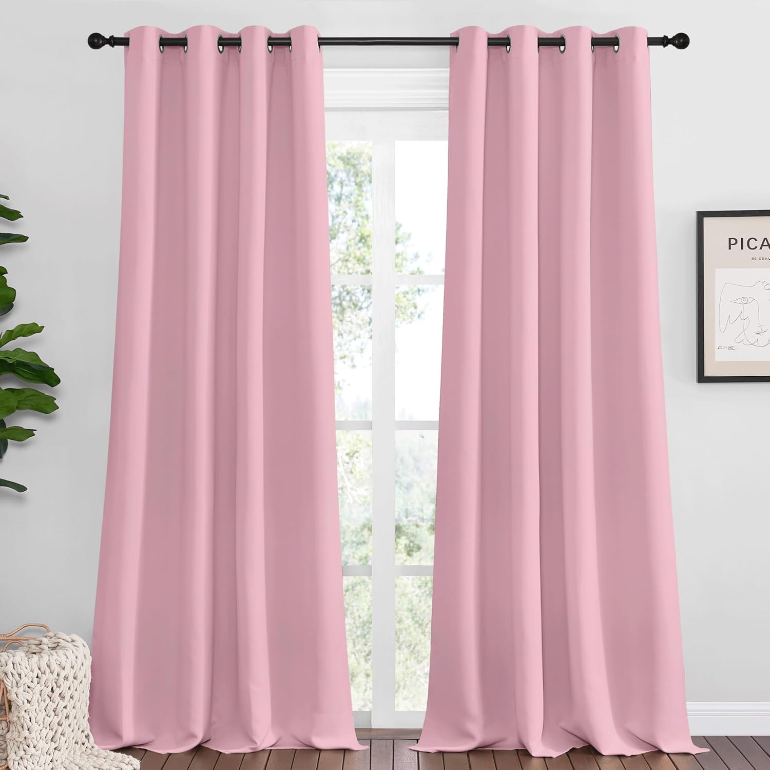 NICETOWN Crystal Pink Blackout Curtains - 102" Long, 55" Wide | Sound Reducing, Heat & Cold Blocking Panels for Modern Rooms