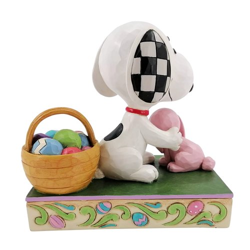Enesco Peanuts by Jim Shore Snoopy with Bunny and Easter Basket Figurine, 4.75 Inch, Multicolor