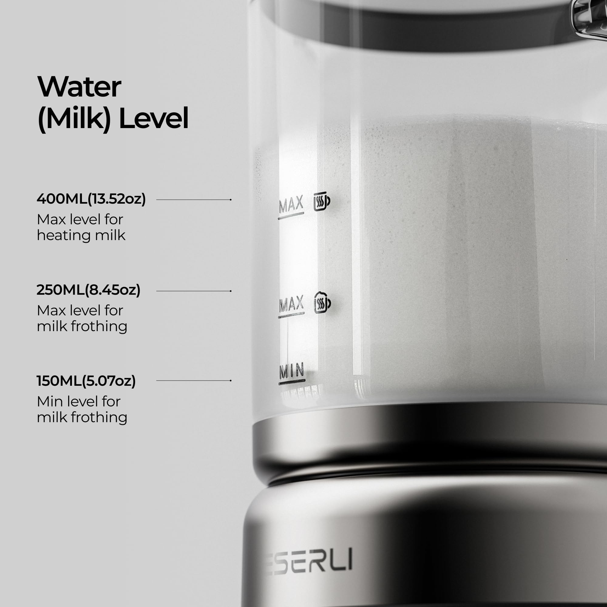 YESERLI 5-in-1 Split Glasscup Electric Milk Frother, 14oz One-Touch Foam Maker & Steamer for Latte/Cappuccino/Hot Chocolate, 600W Automatic Milk Warmer & Cold Froth, Dishwasher-Safe Glasscup BPA Free