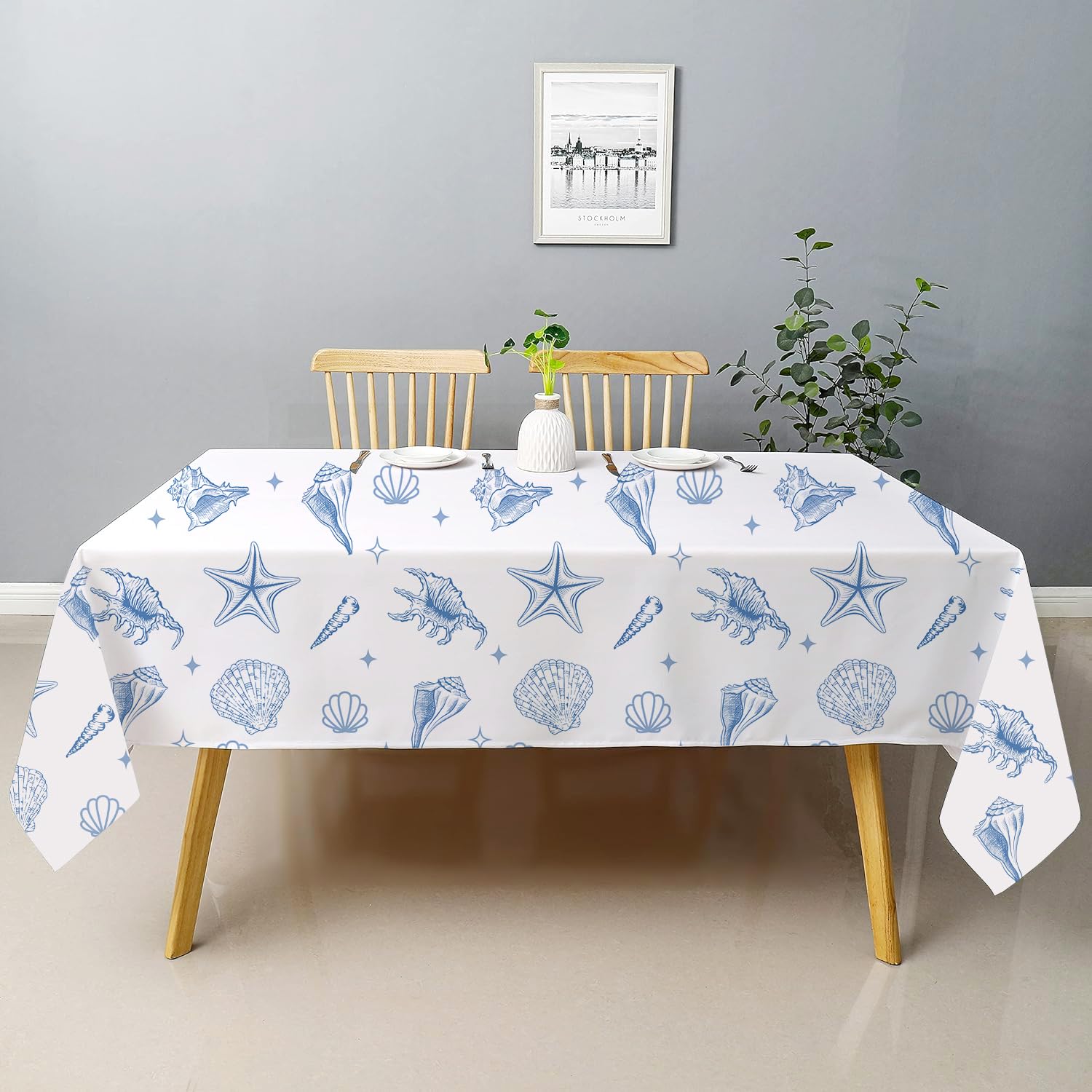 Last Toast on the Coast Bachelorette Table Cloth Blue Coastal Bachelorette Party Decorations Seashells Beach Table Cloth Ocean Nautical Table Cover for Girl Wedding Bridal Shower Picnic Camping Party