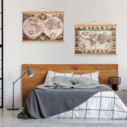 Benjia Magnetic Poster Hanger - 39" Teak Wood Frame for Canvas & Artwork Display
