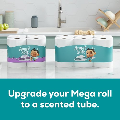 Angel Soft Toilet Paper - Soft & Strong 4 Mega Rolls | Equivalent to 16 Regular Rolls