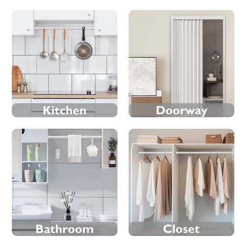 SOALARMON 15.7 to 54.7 Inches, Small Spring Tension Curtain Rod, No Drill Curtain Rods for Windows, Bathroom, Closet, Non-Slip, Anti-Rust, 0.63" Diameter, White, 1 piece