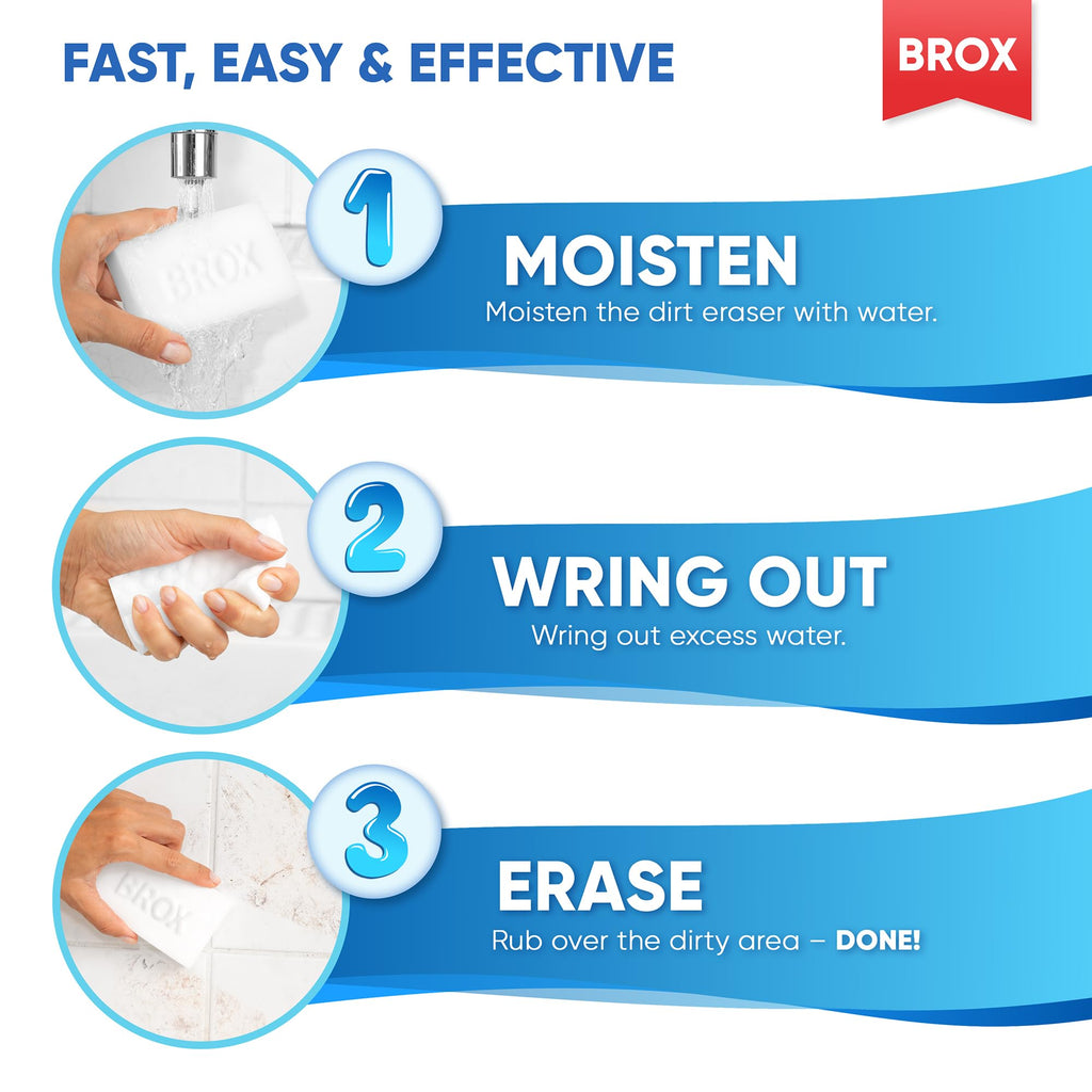 Magic Eraser Sponge - 18 Count Melamine Sponge - Long Lasting Multi Surface Cleaner - Bathroom, Shower, Wall Cleaner - Foam Cleaning Pads - Extra Durable Eraser Sponges