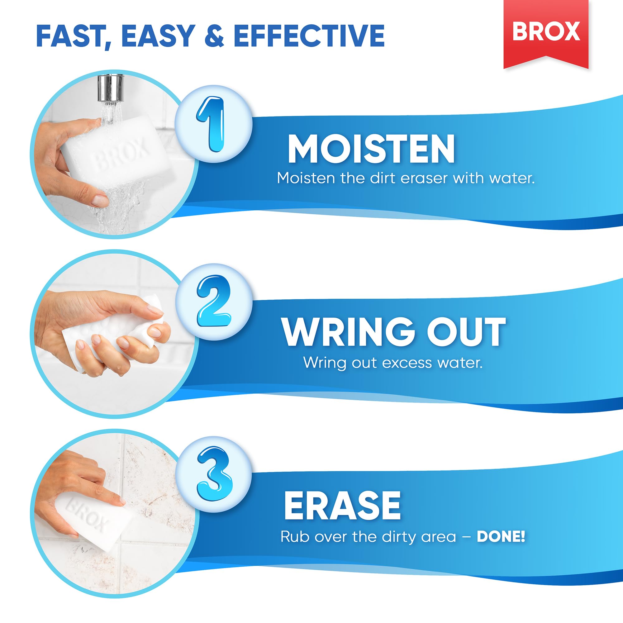 Magic Eraser Sponge - 18 Count Melamine Sponge - Long Lasting Multi Surface Cleaner - Bathroom, Shower, Wall Cleaner - Foam Cleaning Pads - Extra Durable Eraser Sponges