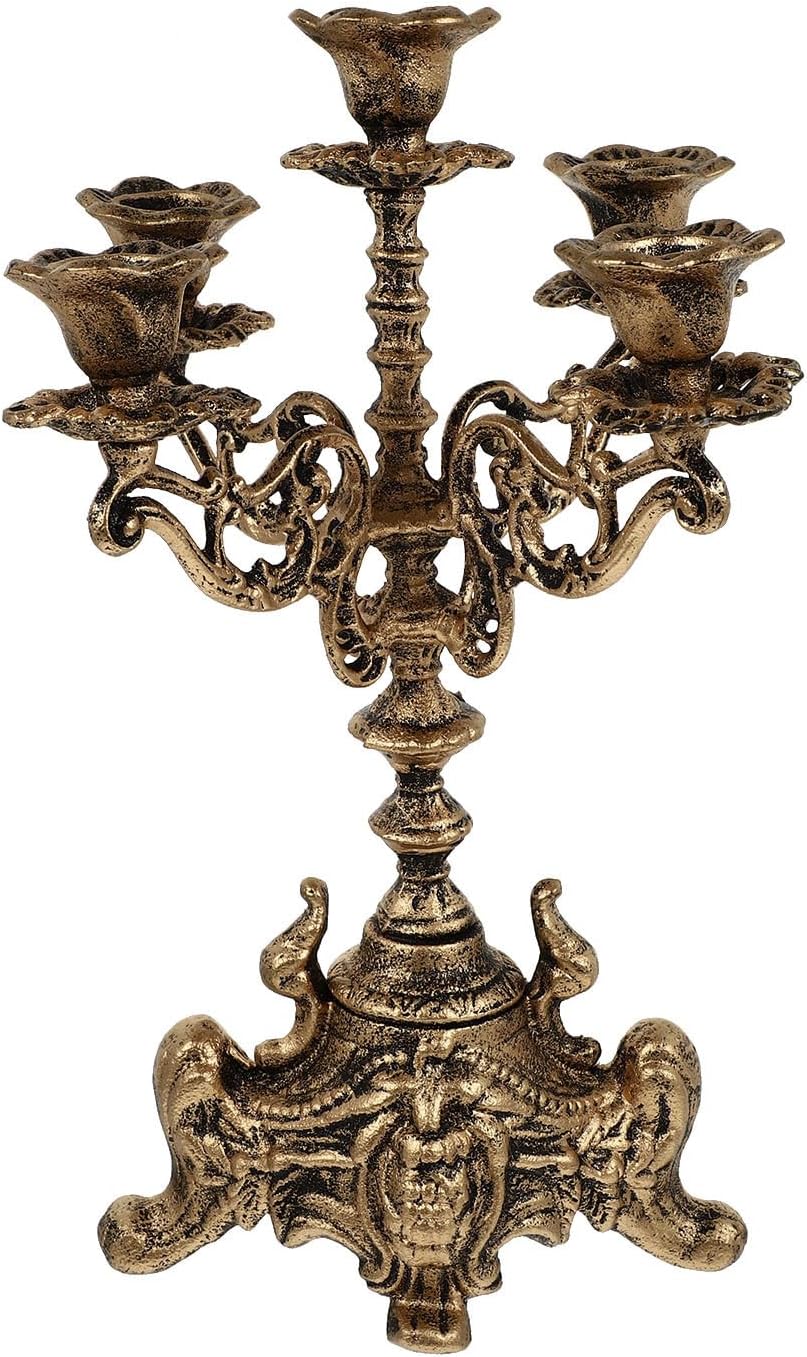 Regine Switzerland 5-Arms Metal Candle Holder - Elegant Centerpiece for Weddings & Holidays | 12 Inch