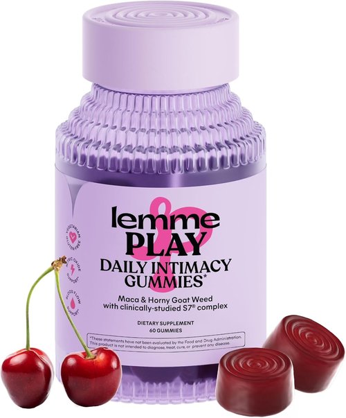 Lemme Play Daily Intimacy Gummies - Clinically-Studied S7 Nitric Oxide Complex for Healthy Blood Flow | Cherry Flavor (60 Count)