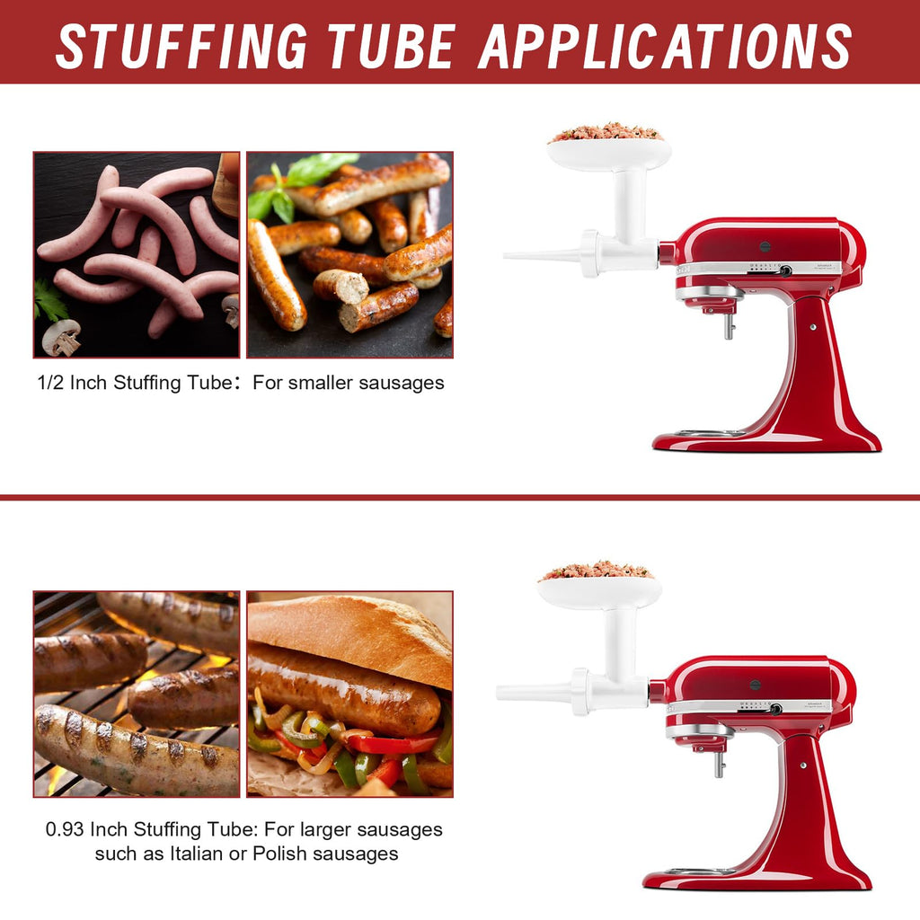 Stand Mixer Sausage Stuffer Kit Repalcement for KitchenAid FGA Food Meat Grinder Attachment, Sausage Stuffer Tubes Compatible with KitchenAid Mixer Sausage Stuffer Maker