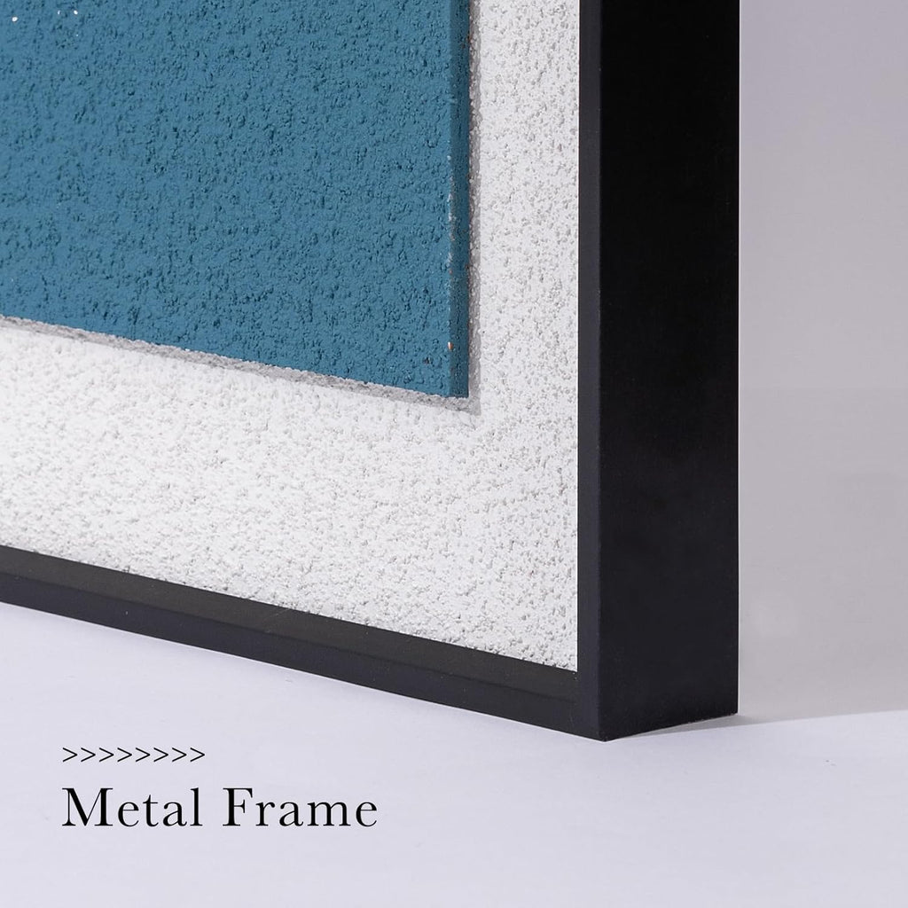 AMAATE 3D Sandstone Wall Art - Black Metal Framed Abstract Relief Decor | 24x36 Inches, Ready to Hang