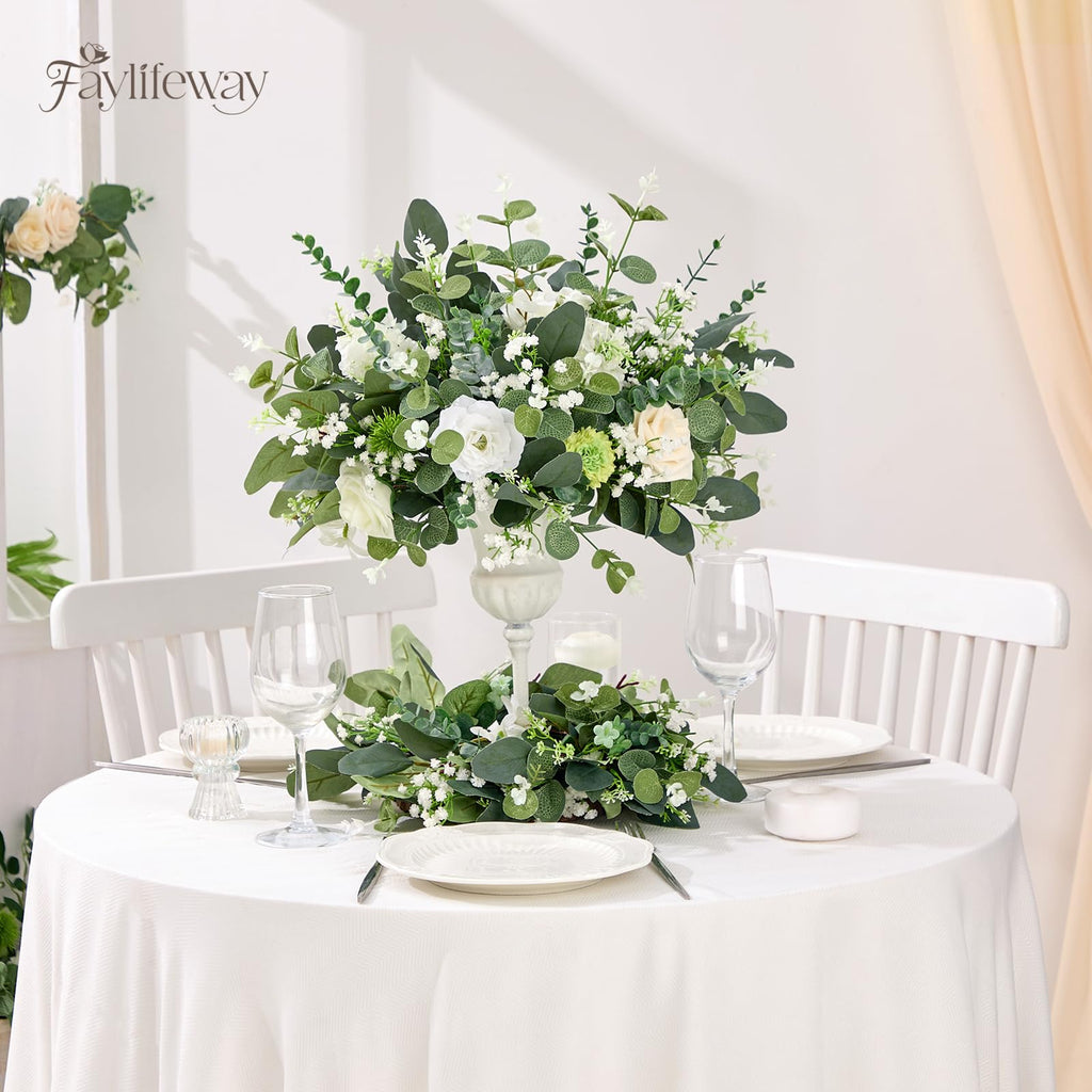 Faylifeway 120 Pcs 4 Kinds Mixed Eucalyptus Greenery Stems, Baby Breath Flowers Artificial Bulk and Greenery Stems for DIY Bouquets Wedding Home Floral Decor