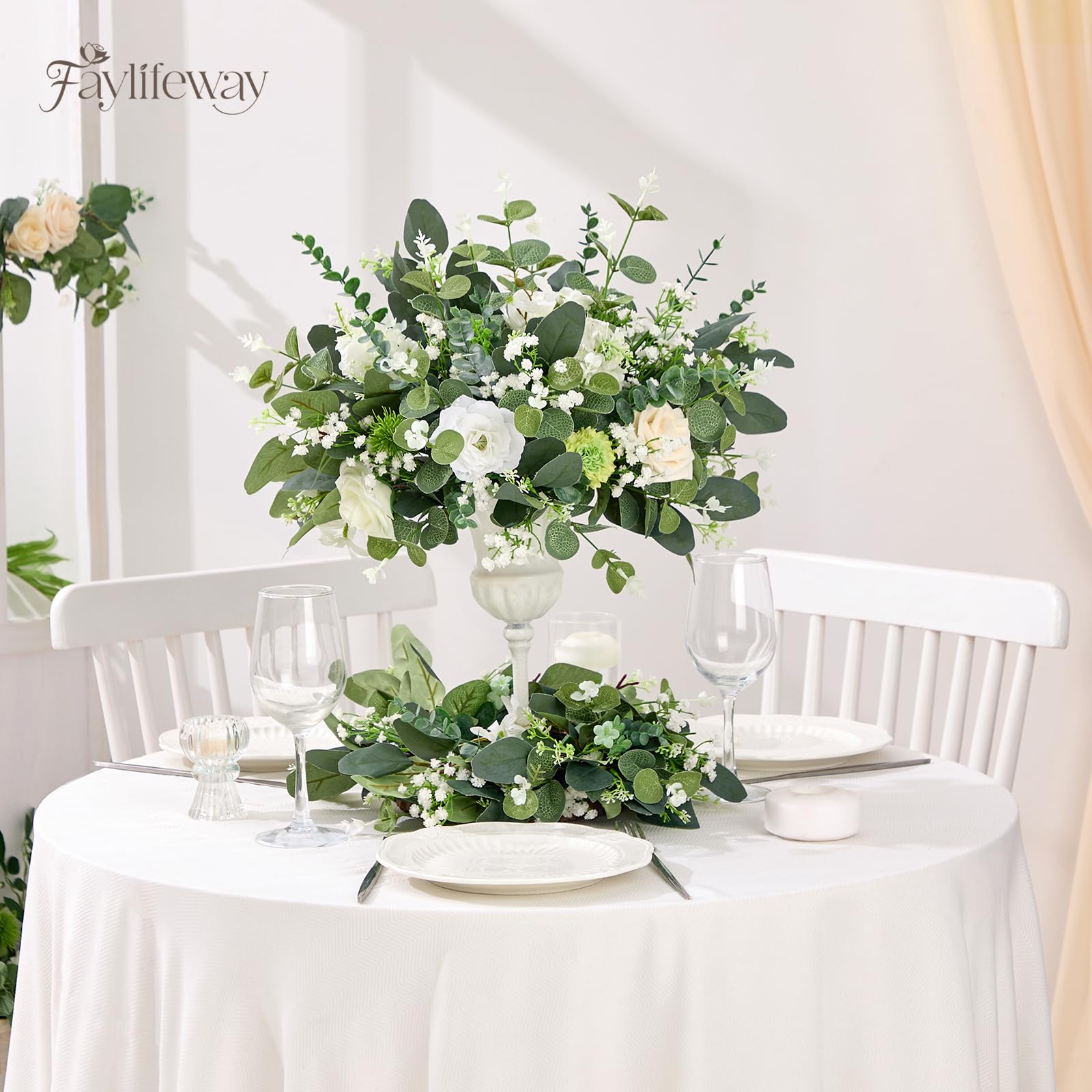 Faylifeway 120 Pcs 4 Kinds Mixed Eucalyptus Greenery Stems, Baby Breath Flowers Artificial Bulk and Greenery Stems for DIY Bouquets Wedding Home Floral Decor