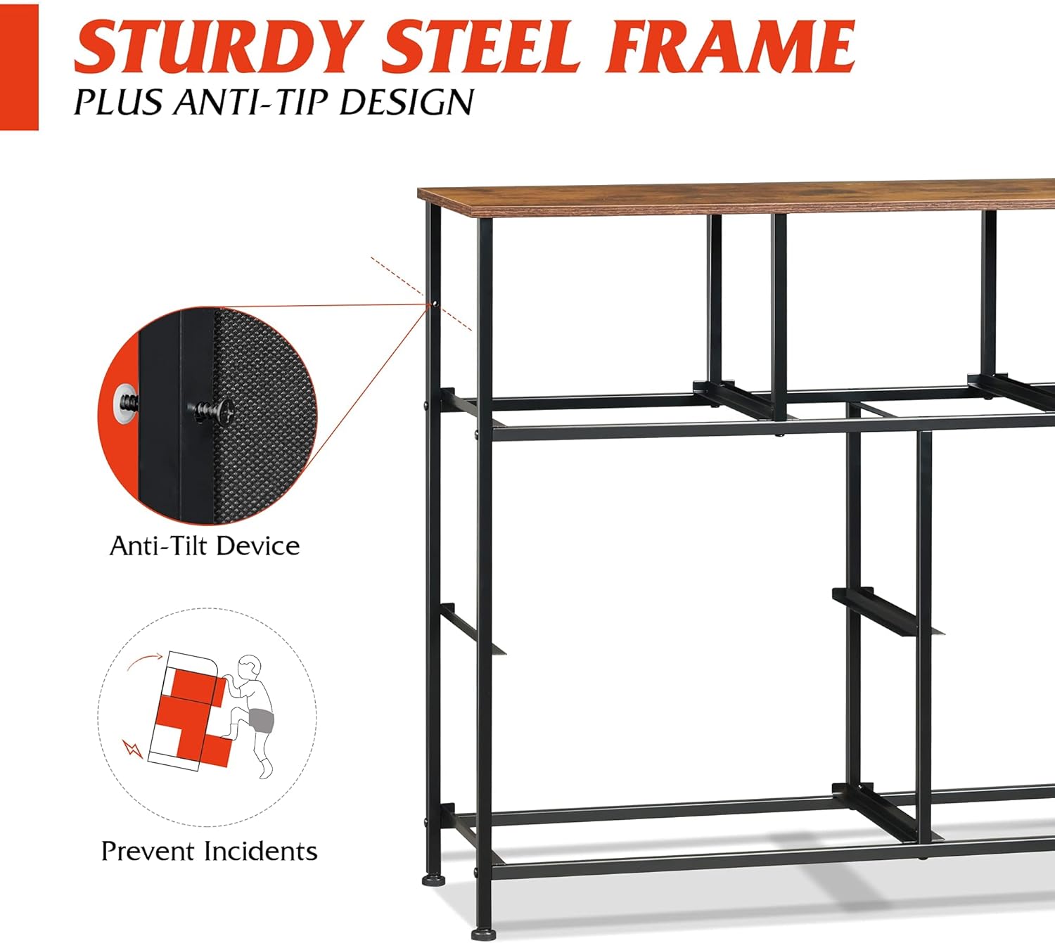 WLIVE 7 Drawer Dresser - Stylish TV Stand & Media Console for TVs Up to 45 Inches | Black & Rustic Brown