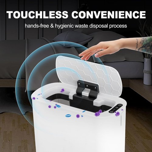 Cesun Motion Sensor Trash Can - 5 Gallon Touchless Smart Wastebasket for Bathroom & Office | White