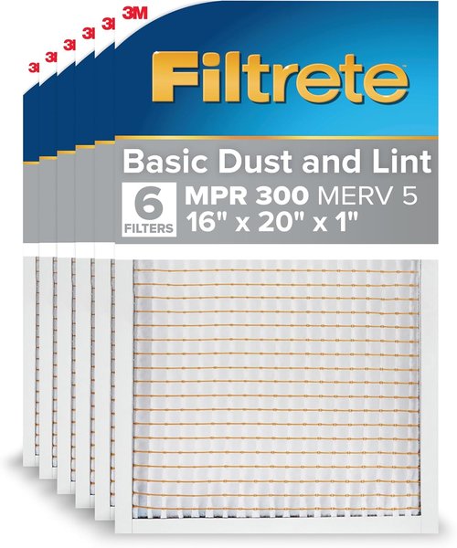 Filtrete 16x20x1 Air Filter - MERV 5, 6-Pack Pleated HVAC Filters for Home | Basic Dust Defense