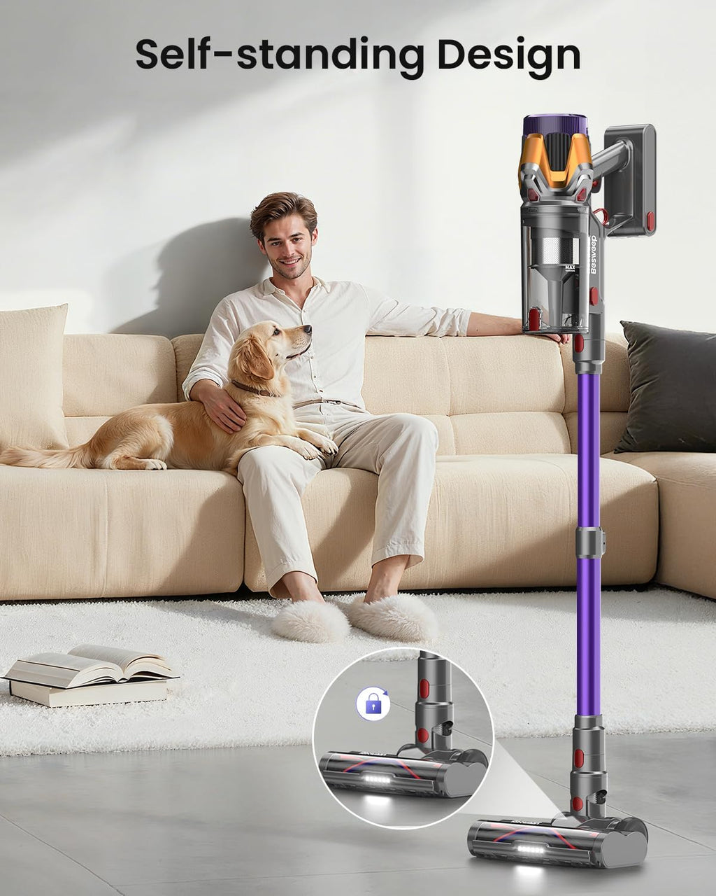 Skiennix Cordless Vacuum Cleaner - 55Kpa Suction Power, 70-Minute Runtime, Self-Standing Design | Ideal for Home & Pet Hair