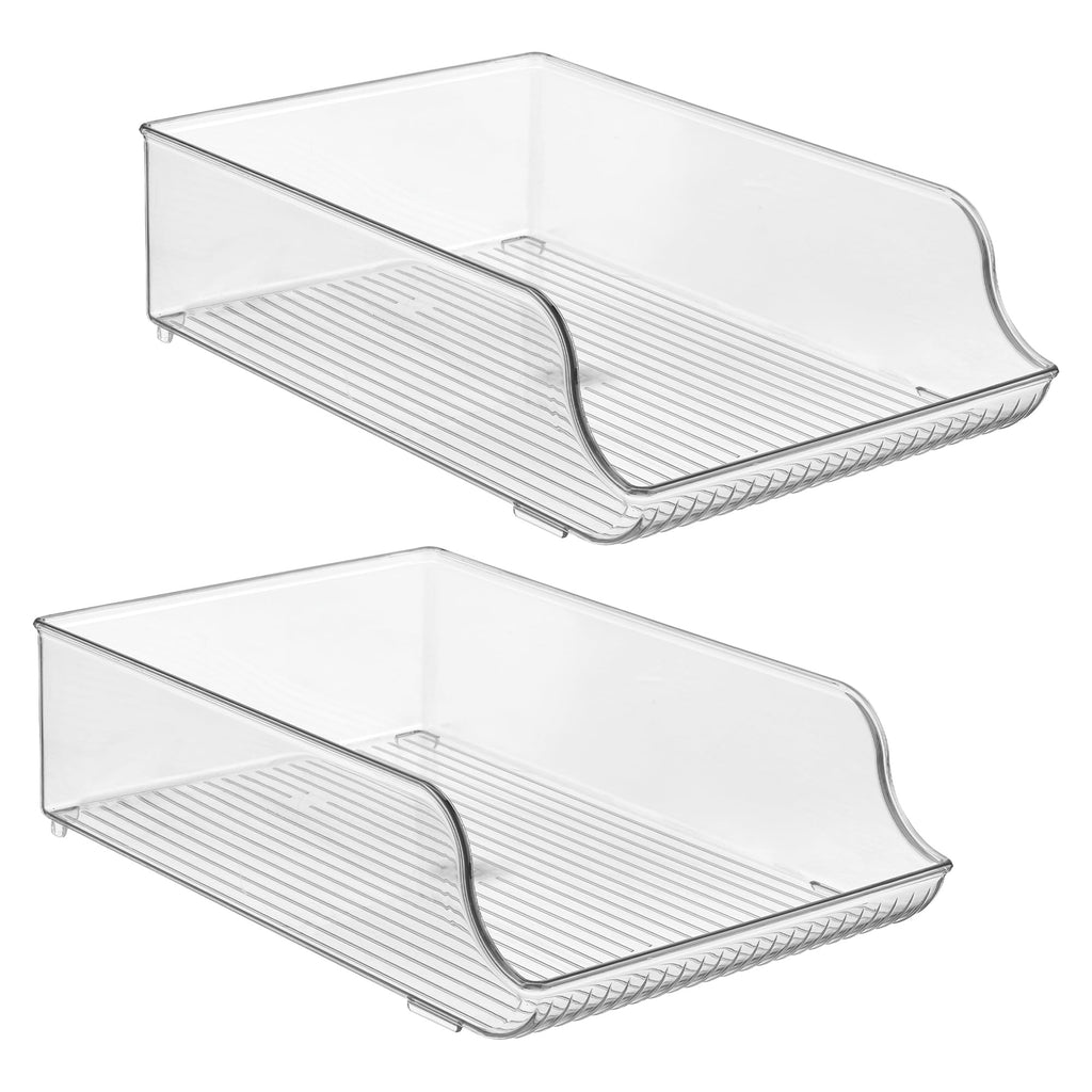 iDesign Plastic Water Bottle Organizer for Fridge, Bottle Holder for Kitchen and Pantry, Clear, 2-Pack