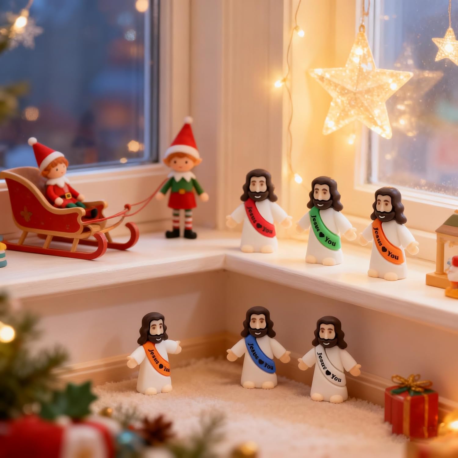 Owurha Jesus Love You Mini Figures - 300 Pcs Tiny Religious Figurines for Parties, Baptism Gifts & Easter