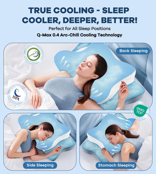 DONAMA Cervical Pillow for Neck and Shoulder,Contour Memory Foam Pillow,Ergonomic Neck Support Pillow for Side Back Stomach Sleepers with Pillowcase