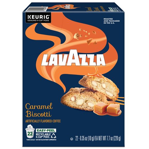 Lavazza Caramel Biscotti Coffee, Single Serve Keurig K-Cup Pods, Flavored Coffee, 88-Count Box (4 Packs of 22)