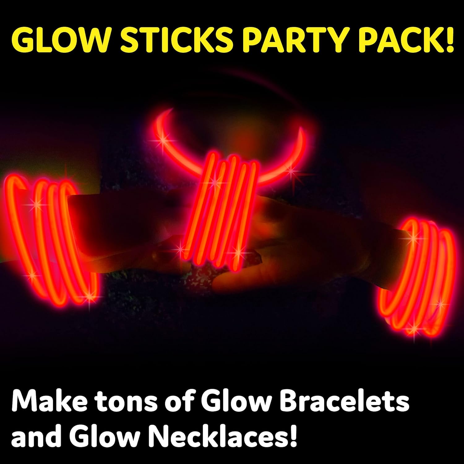 PartySticks Red Glow Sticks - 100 Pack | 8-Inch Light-Up Party Favors & Decorations