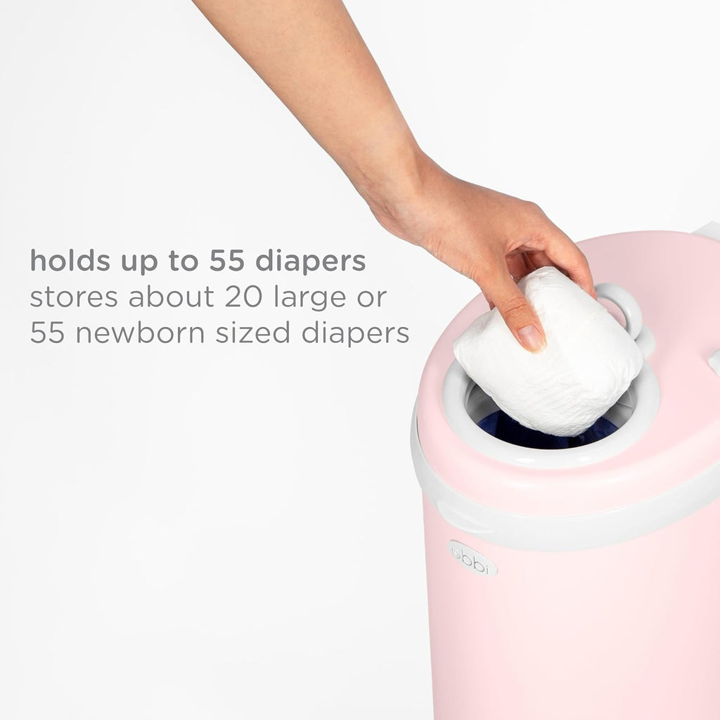 Ubbi Steel Diaper Pail - Odor Locking Technology | No Special Bags Needed | Blush Pink