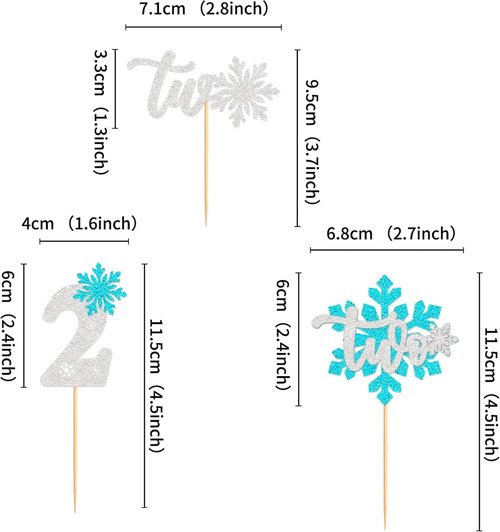 Ercadio Blue Snowflake Cupcake Toppers - 24 PCS Glitter Picks for Winter Onederland Theme Party
