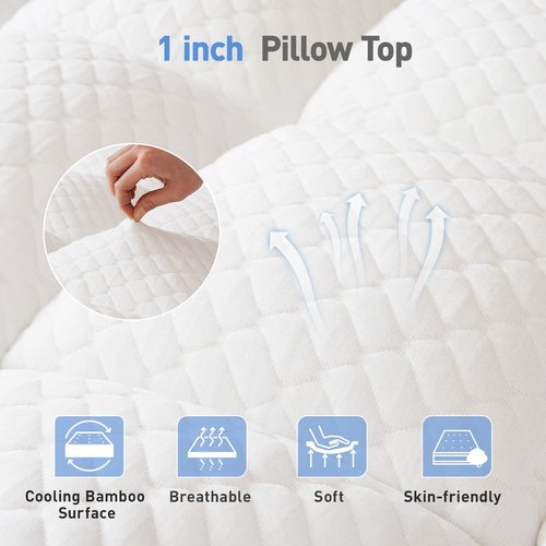 Dual Layer 3 Inch Memory Foam Mattress Topper Twin Size, 2 Inch Cooling Gel Memory Foam Plus 1 Inch Pillow Top Mattress Pad Cover, with 8-21 Inch Deep Pocket