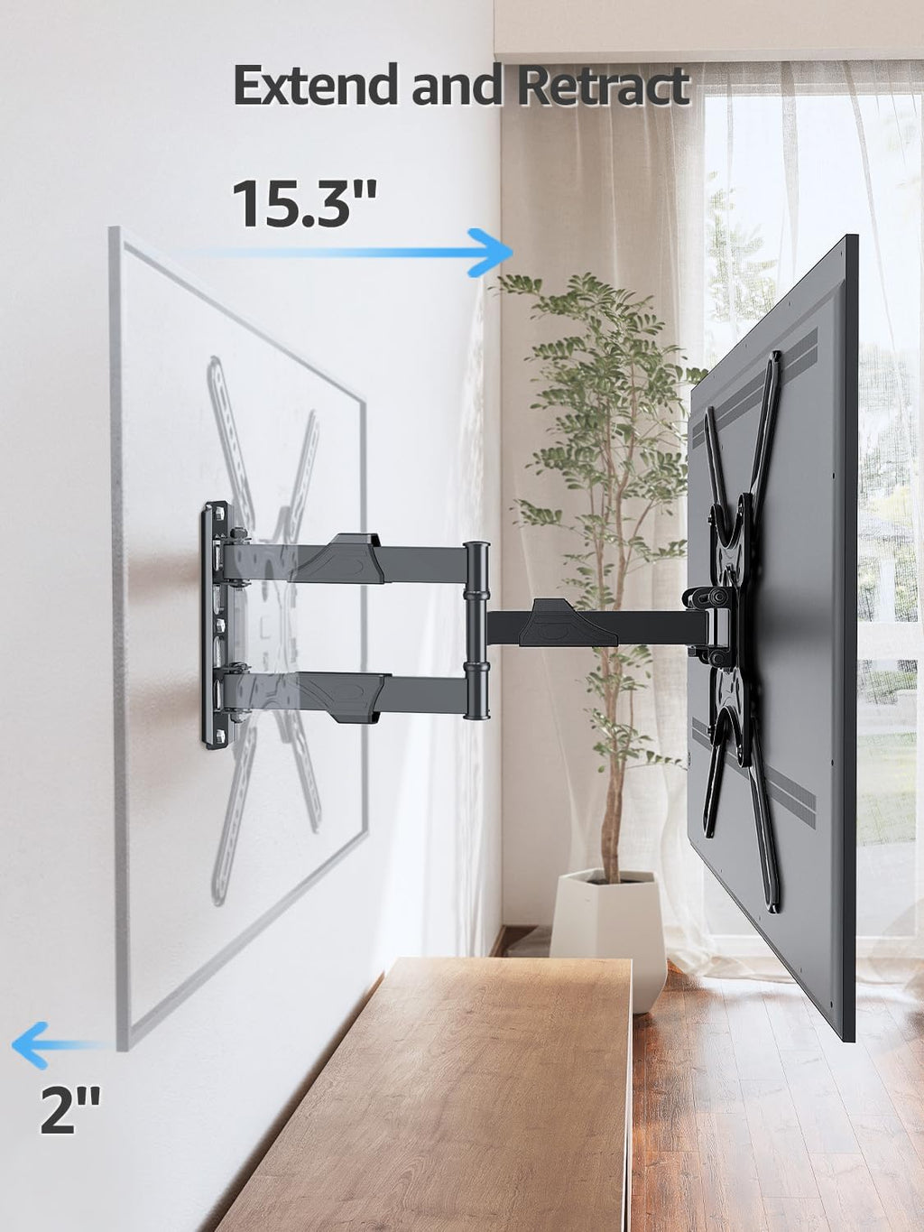MOUNTUP Full Motion TV Wall Mount - Fits 26-60 Inch TVs | Swivel & Tilt for LED/LCD Up to 77 LBS