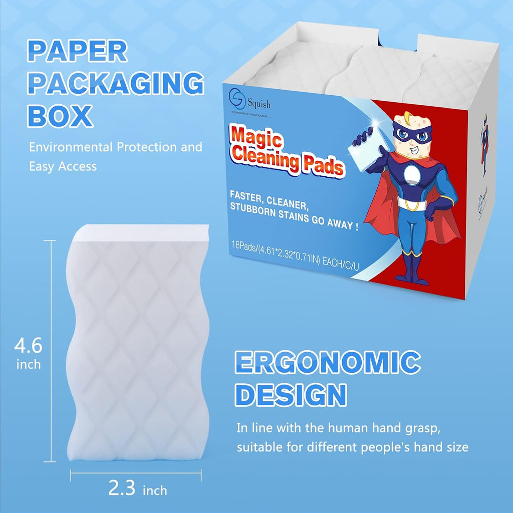 Squish Magic Eraser Sponge - 18 Pack Melamine Foam Cleaning Pads for Walls, Oven & Kitchen