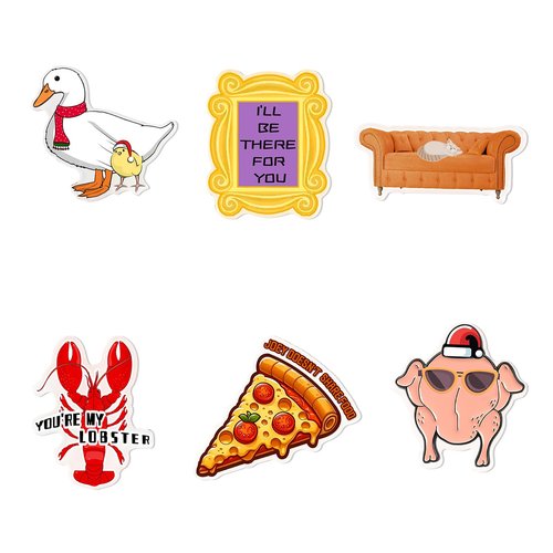 GOZOLA Friends Fridge Magnets for TV Show Fans, Strong Magnetic Kitchen Refrigerator Decor, Friend Themed Party Decorations, Classic Friends Design Magnets for TV Show Fans Party Decor 6 Pcs